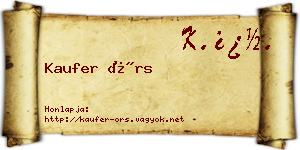 Kaufer Örs névjegykártya
